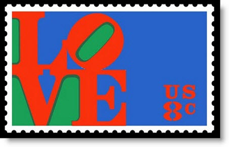 Robert Indiana: LOVE, 1973. First Class U.S. Postage Stamp