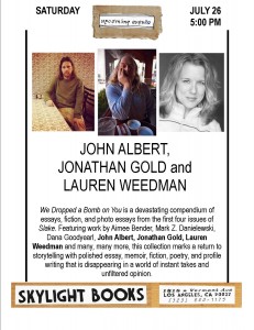 John Albert Jonathan Gold and Lauren Weedman 7.26.14