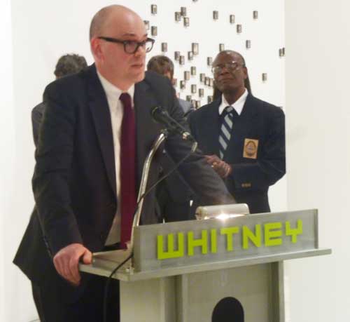 LA MOCA curator Bennett Simpson at Whitney Museum press preview for "Blues for Smoke"