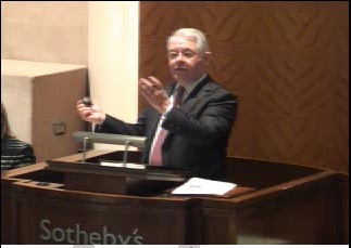 Sotheby's vice charman David Redden at today's sale of Steinhardt Judaica colleciton (minus its star lot)
