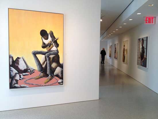 Installation shot of Benny Andrews show at Rosenfeld. "Confinement One (Music Series), 1996 Photo by Lee Rosenbaum