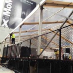 "Rain Room" being constructed yesterday in lot where Nouvel's tower will later rise
Photo by Lee Rosenbaum