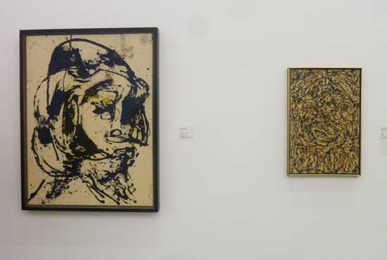 Left: Pollock, "Number 7, 1952, Metropolitan Museum of Art Right: Ossorio, "Head," 1951, Ossorio Foundation Photo by Lee Rosenbaum