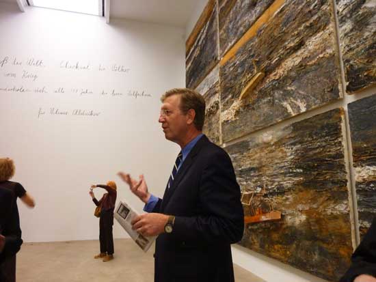 Joseph Thompson, director of MASS MoCA, inside the "Velimir Chlebnikov" pavilion at new Kiefer installation Photo by Lee Rosenbaum