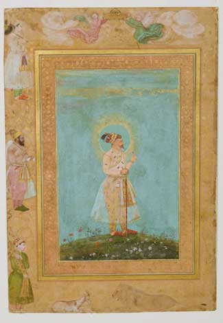 "Shah Jahan Holding a Spinel and a Long Deccan Sword," from the Late Shah Jahan Album, c. 1650. Attributed to Hashim (Indian, active Mughal court, mid-1600s), Benhaim Collection, Cleveland Museum of Art