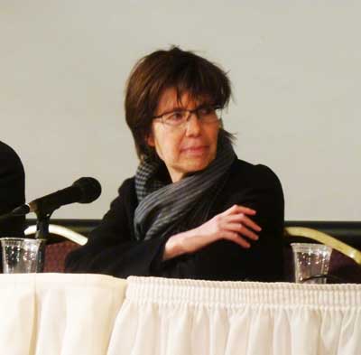 Woman in the Middle: Architect Elizabeth Diller at last night's discussion on Museum of Modern Art's expansion Photo by Lee Rosenbaum