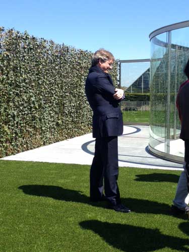Tom Campbell, the Metropolitan Museum's director, enjoying the sunny debut of Dan Graham's Roof Garden commission Photo by Lee Rosenbaum
