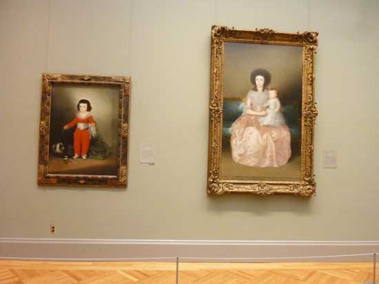 Right: "María Ignacia Álvarez de Toledo, Count ess of Altamira, and her daughter Maria Agustina," 1787-88, Metropolitan Museum Photo by Lee Rosenbaum