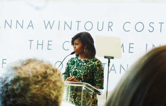 Michelle Obama, who came to the Metropolitan Museum "because of Anna" Photo by Lee Rosenbaum