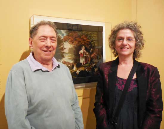 Sidney Janis and Stacey Hollander, AFAM's deputy director and chief curator, with the newly donated Hicks painting. Photo by Lee Rosenbaum
