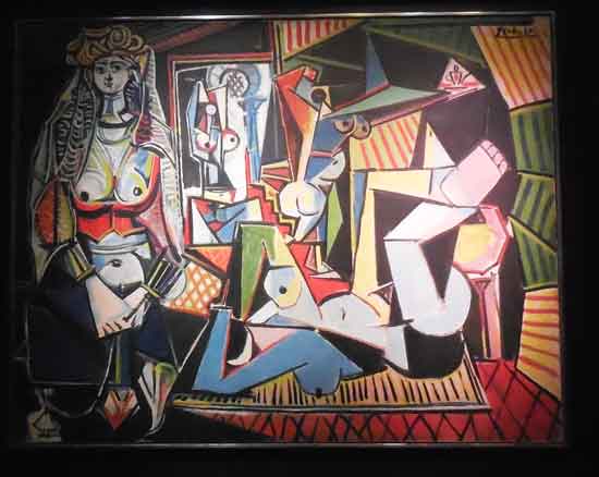 Picasso, "Les Femmes d’Alger (Version ‘O’)," 1955, unevenly lit at Christie's presale exhibition Sold May 11 for $179.37 million Photo by Lee Rosenbaum