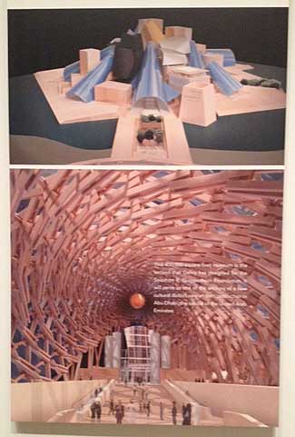 Image of photo showing Guggenheim Abu Dhabi models, seen at Philadelphia Museum’s Frank Gehry show Photo by Lee Rosenbaum