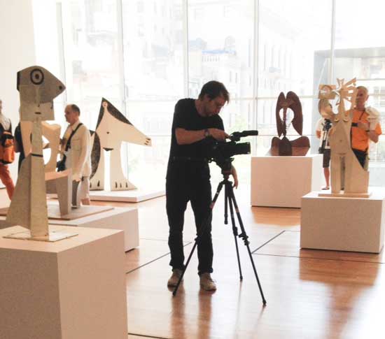 Installation shot of someone taking installation shot at Museum of Modern Art's "Picasso Sculpture Photo by Lee Rosenbaum