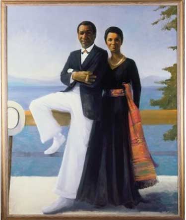 Simmie Knox, “Portrait of Bill and Camille Cosby,” 1984 Collection of Camille O. and William H. Cosby Jr. Photo by David Stansbury