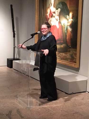 Katharine Baetjer in front of "Marie Antoinette and her Children," 1787, Musée National des Châteaux de Versailles et de Trianon Photo by Lee Rosenbaum
