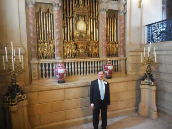 Frick director Ian Wardropper at grand staircase's first landing Photo by Lee Rosenbaum