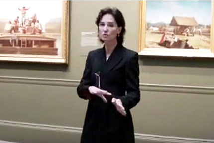Carrie Rebora Barratt at the press preview for the Met's 2009 "American Stories" show, which she co-curated Screenshot from video by Lee Rosenbaum