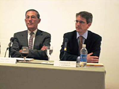 L to R: Philippe de Montebello and Tom Campbell at September 2008 press conference Photo by Lee Rosenbaum