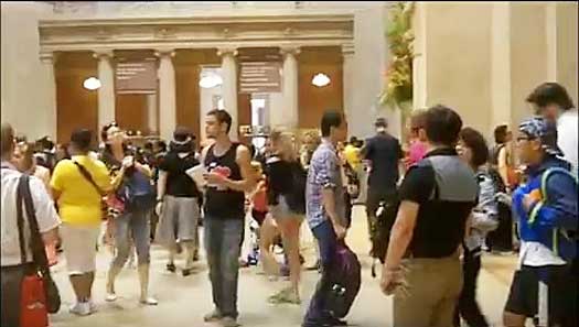 The Metropolitan Museum's 5th Avenue lobby yesterday Screenshot from CultureGrrl Video