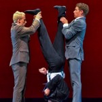 Ryan Redmond and Travis Walker upend Benjamin Behrends in McIntyre's Ladies and Gentlemen. Photo: Taylor Crichton, courtesy of Jacob's Pillow