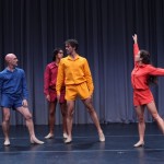 (L to R) Walter Dundervill, Fabian Barba, Nuno Bizarro, and Naiara Mendioroz of DD Dorvillier/human future dance corps in Danza Permanente. Photo: Paula Court