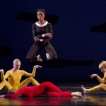 Paul Taylor's Scudorama. Laura Halzak (prone), Michelle Fleet (in air), Jamie Rae Walker (L), Julie Tice (in an earlier cast). Photo: Paul B. Goode