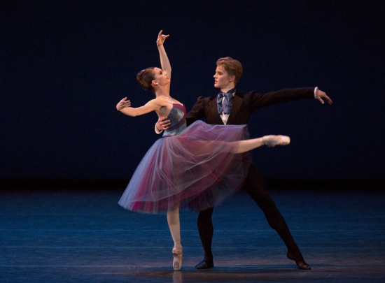 Lauren Lovette and Chase Finlay in the new pas deux of Soirée Musicale. Photo: Paul Kolnik