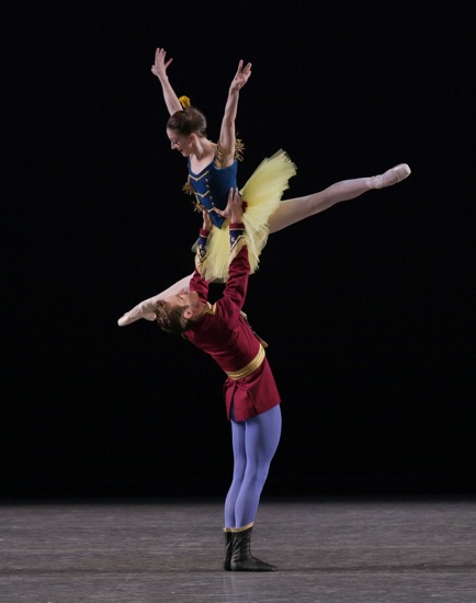 Ashley Bouder and Andrew Veyette in the Fourth Campaign of Balanchine's Stars and Stripes. Photo: Paul Kolnik