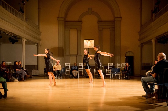 Lance Gries's IF Immanent Field (dress rehearsal). (L to R): Jimena Paz, Lance Gries, and Juliette Mapp. Photo: Ian Gibson