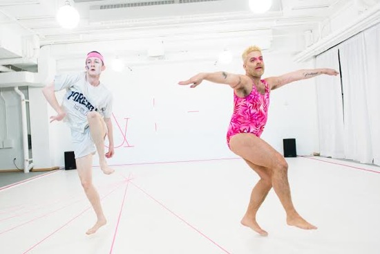Mickey Mahar (L) and Miguel Gutierrez in Age & Beauty Part 1: Mid-Career Artists/Suicide Note or &:&/. Photo: Ian Gibson