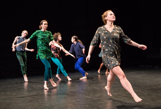 Tere O'Connors' The Goodbye Studies. (L to R): Oisin Monaghan, Mary Read, Lily Gold, Tess Dworman, and Laurel Snyder. Photo: Yi-Chun Wu