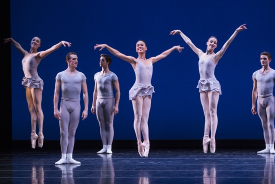 George Balanchine's Square Dance. (L to R): Cecilia Iliesu, Ezra Thomson, Price Suddarth, Angelica Generosa, Leah Merchant, Matthew Renko,