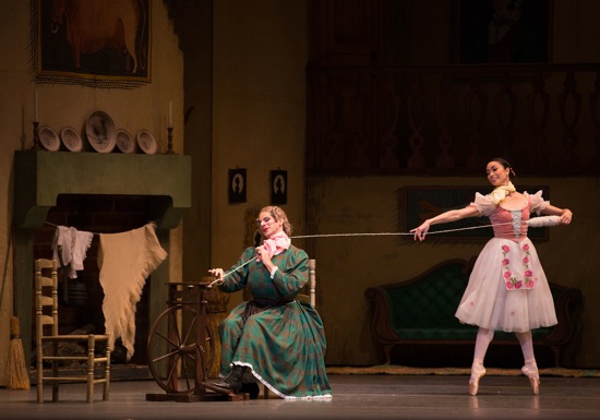 Lise (Stella Abrera) helps her mother (Marcelo Gomes) with the spinning. Photo: Rosalie O'Connor
