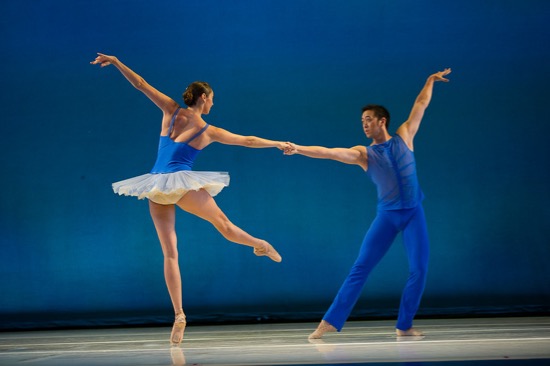 Laura Tisserand and William Lin-Yee in the last movement of Kiyon Gaines' Sum Stravinsky for Pacific Northwest Ballet. Photo: Christopher Duggan