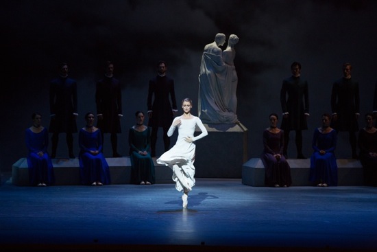 Hannah Fischer as Hermione dances alone, accused of adultery in Act I of The Winter's Tale. Photo: Rosalie O'Connor