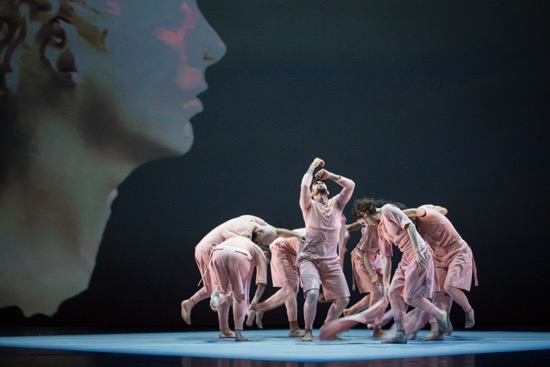 Daniel Arsham's scenic design and Jonah Bokaer's choreography. Center: Szabi Pataki. Photo: Yi-Chun Wu