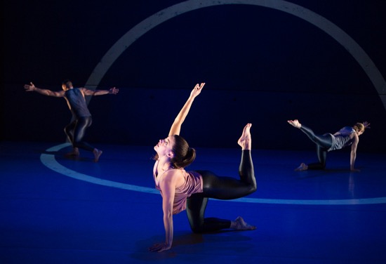 Kay Rosen's design, Liz Gerring's choreography. (L to R): Brandon Collwes, Claire Westby, and Julia Jurgilewicz. Photo: Yi-chun Wu 