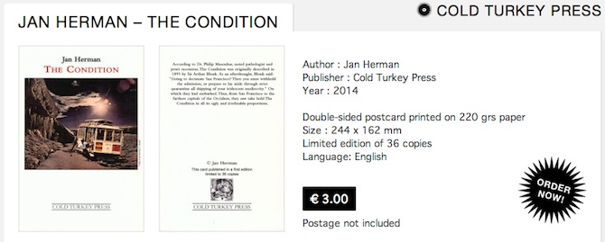 'The Condition' a Cold Turkey Press postcard for sale at Sea Urchin Editions