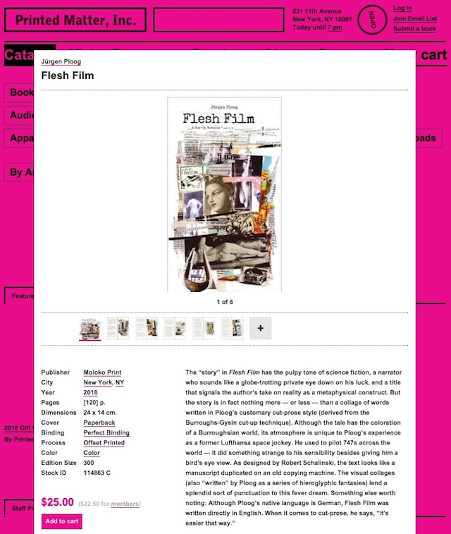 'Flesh Film' by Jürgen Ploog, published by Moloko, is available at printedmatter.org.