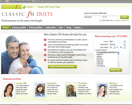 english dating sites.  another British classical music magazine, ClassicFM, has a dating site?