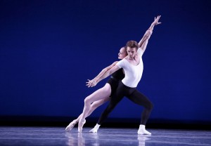 Ulrik Birkkjær and Allynne Noelle in Balanchine's "Agon." Photo: Reed Hutchinson