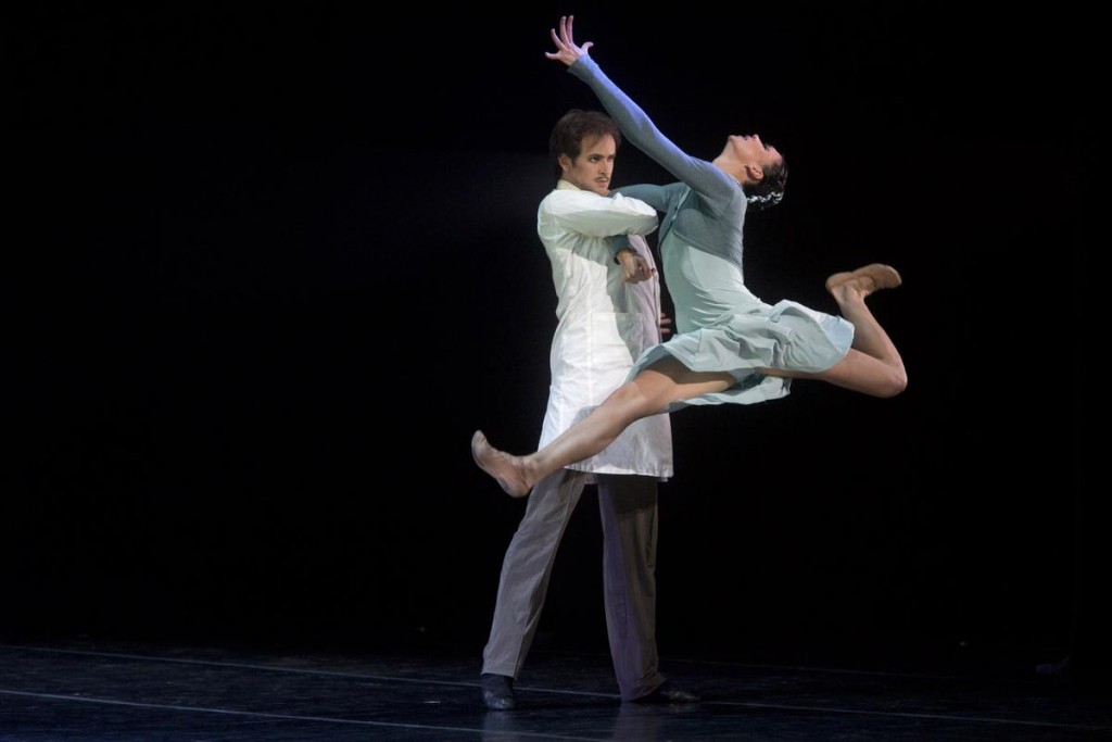 Oleg Gabyshev and Lyubov Andreyeva of the Eifman Ballet perform in the west coast premiere of "Up and Down" at the Segerstrom Center for the Arts. Photo by DREW A. KELLEY