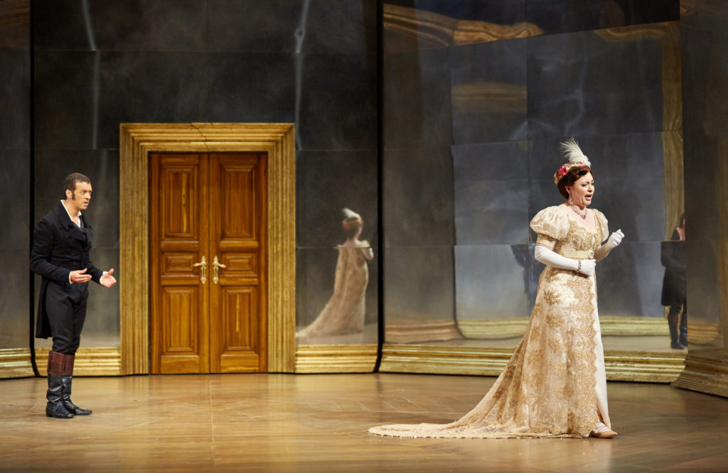 Eugene Onegin at Garsington Opera by Pyotr Ilyich Tchaikovsky Eugene OneginRoderick Williams Tatyana Natalya Romaniw Lensky Oleksiy Palchykov Olga Jurgita Adamonyt? Larina Louise Winter Filippyevna Kathleen Wilkinson Prince Gremin Brindley Sherratt Triquet Mark Wilde Conductor Douglas Boyd Director Michael Boyd Designer Tom Piper Lighting Designer Giuseppe di Iorio Movement Director Liz Ranken Acrobatic Choreographer Lina Johansson