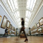 Visitors walk through the new galleries