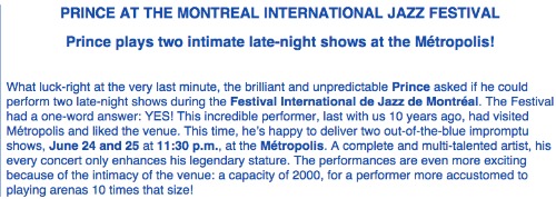 Prince At Montreal