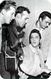 l to r Lewis, Perkins, Presley, Cash