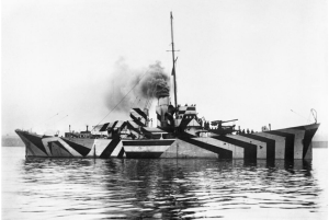 WWI ship with "dazzle" pattern