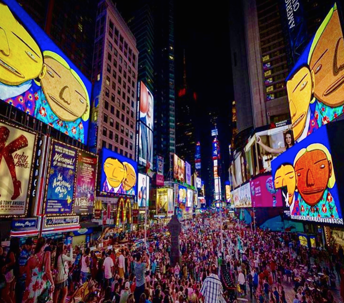 Os Gemeos (aka: Gustavo & Otávio Pandolfo) in Times Square