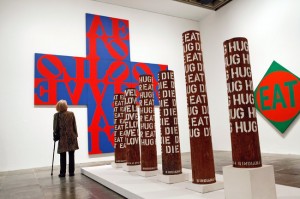 Installation. Whitney Museum, 2013. Paintings and "herms."