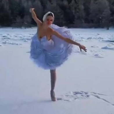 Ballerina Dances On Frozen Bay To Raise Awareness Of Endangered Swans